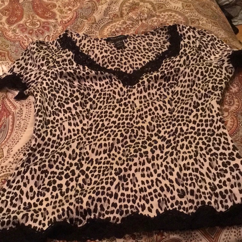 WHBM silk stretch blouse size 12 animal print
